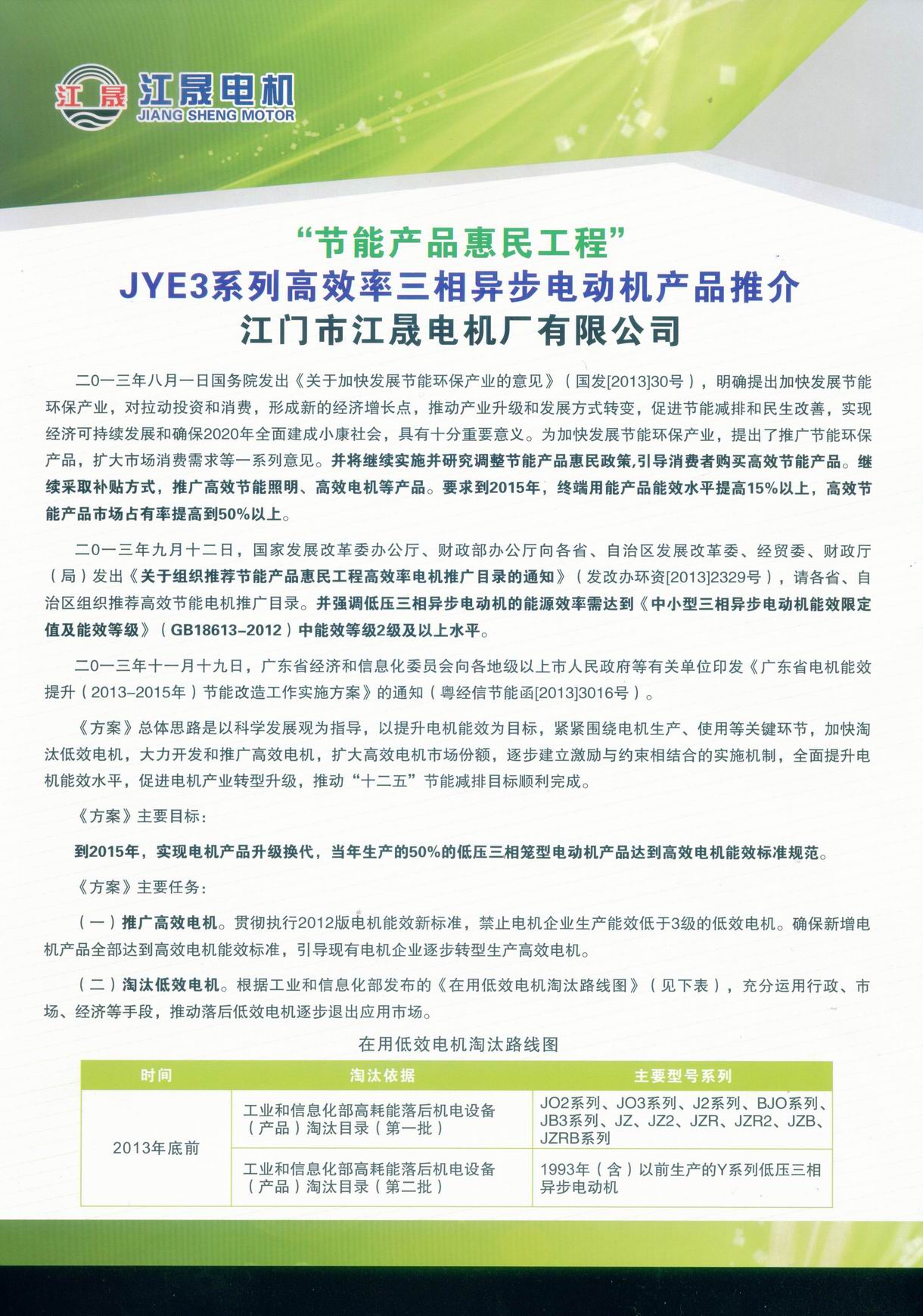 JYE3系列高效率三相異步電動(dòng)機(jī)節(jié)能產(chǎn)品推介1